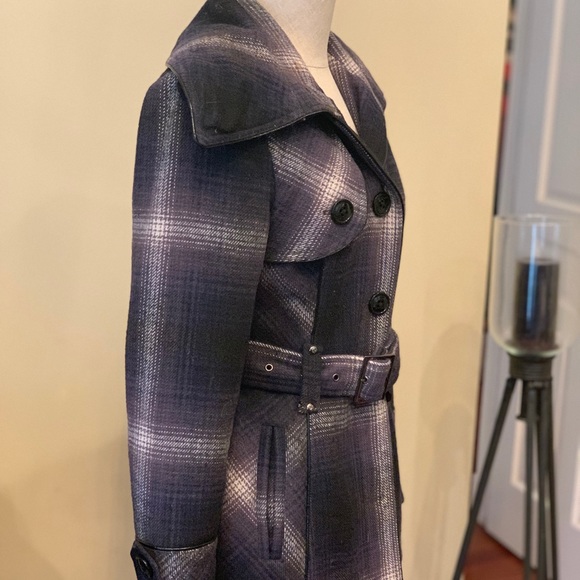 Blue wool pea coat with belted waist - Picture 2 of 7